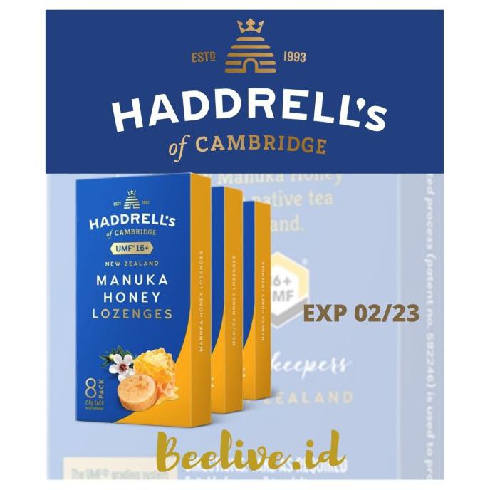 

TERLARIS PERMEN MADU HADDRELLS MANUKA HONEY LOZENGES UMF 16+ MGO 573+ 8 PACK