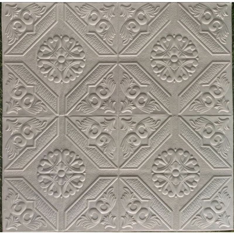 Wallpaper 3D Dinding Foam Sticker-Batik Ukir Putih