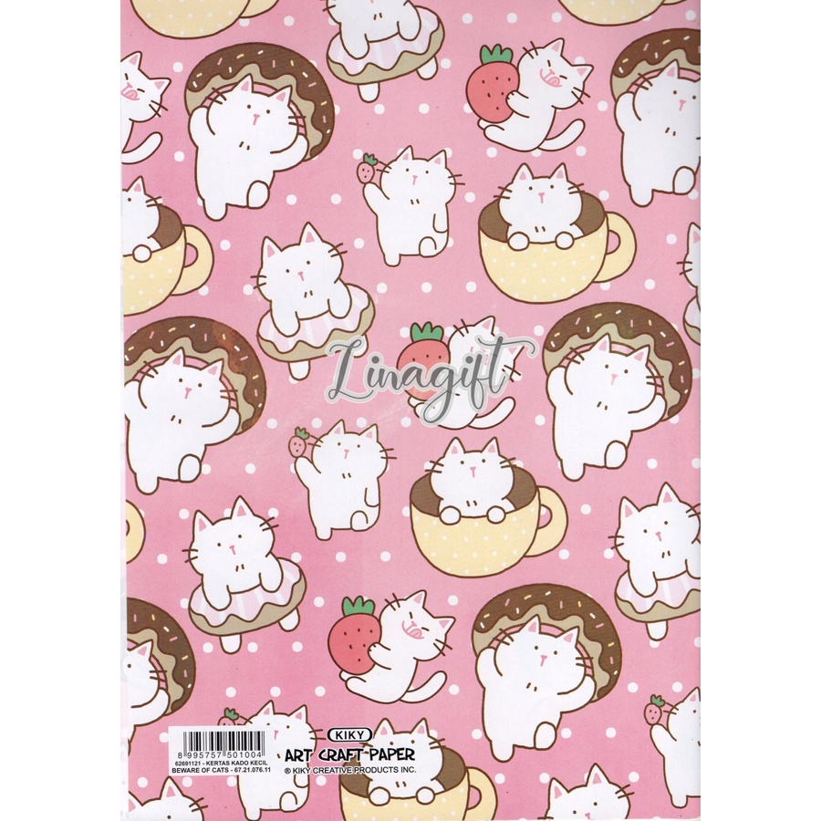 ( 5 Lembar ) ANIMAL KIKY - CUTE PANDA BEAR PENGUIN RABBIT CATS MEOW KERTAS KADO HAPPY BIRTHDAY - GIFT WRAP PAPER SHINNY GLOSSY MENGKILAP KUCING FUNNY ANIMAL