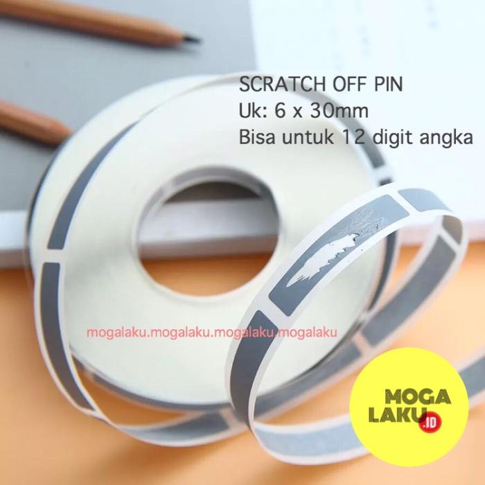 

6X30Mm Scratch Off Pin Voucher Gosok Sticker Gosok Scratch Pin