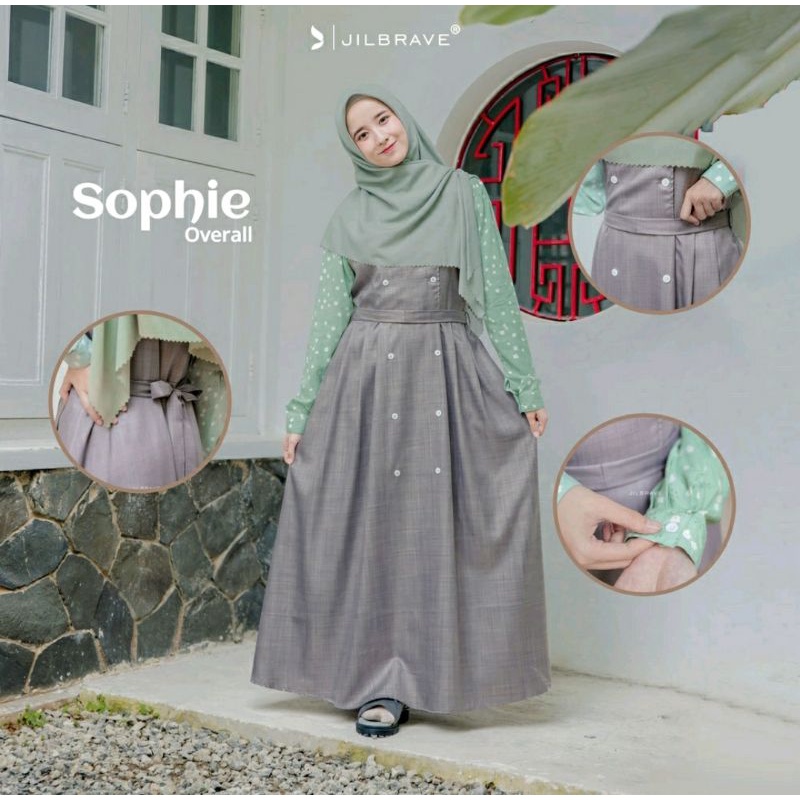 SOPHIE OVERALL JILBRAVE | Dress Overall Bahan Katun dengan Inner Rayon Motif Floral Dijahit Menyatu