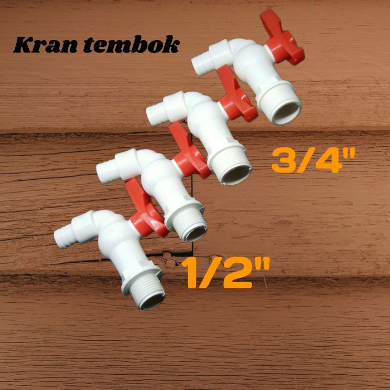 Kran tembok PVC tebal 1/2&quot; - 3/4&quot;