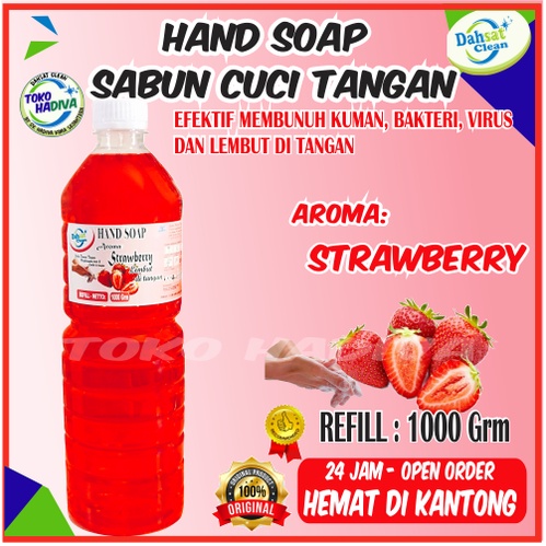 SABUN CUCI TANGAN_HAND SOAP HAND WASH 1000 Gram BOTOL REFILL – ANTI BAKTERI – ANTI VIRUS – LEMBUT DI TANGAN (STRAWBERRY)