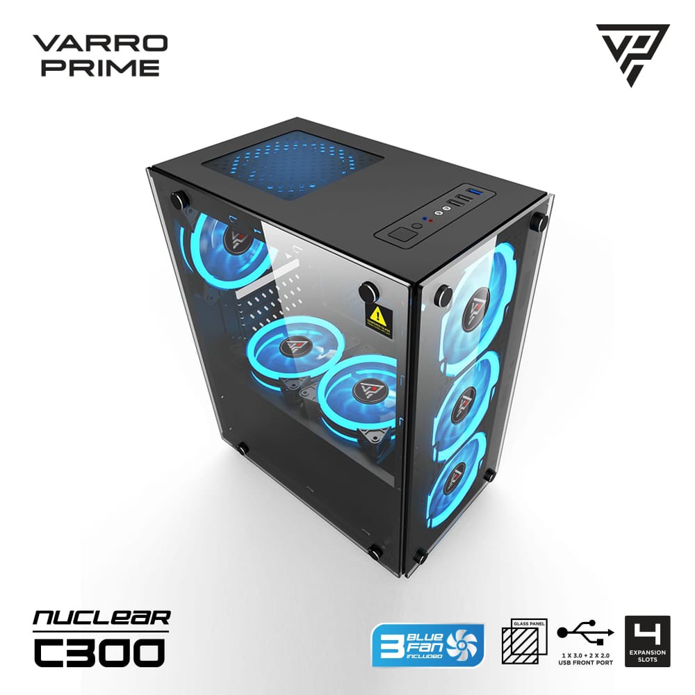 Casing komputer Varro Prime Nuclear C300 - Pc Case gaming Varro