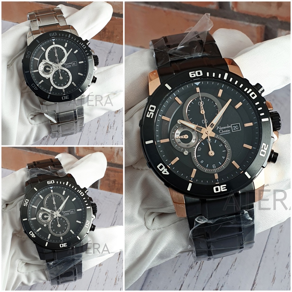 ALEXANDRE CHRISTIE AC 6473 PRIA ORIGINAL / JAM TANGAN ALEXANDER AC6473 COWOK RANTAI STEEL ROSEGOLD B