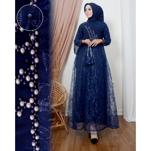 Realpict Gamis tulle terbaruu//gamis flora//gamis lebaran kekinian