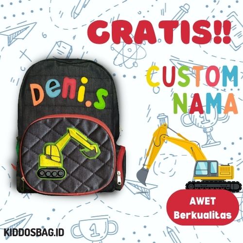 TAS KARAKTER ANAK SEKOLAH PAUD TK SD BOCIL PEREMPUAN LAKI-LAKI TAS CEWEK COWOK CUSTOM NAMA DAN WARNA
