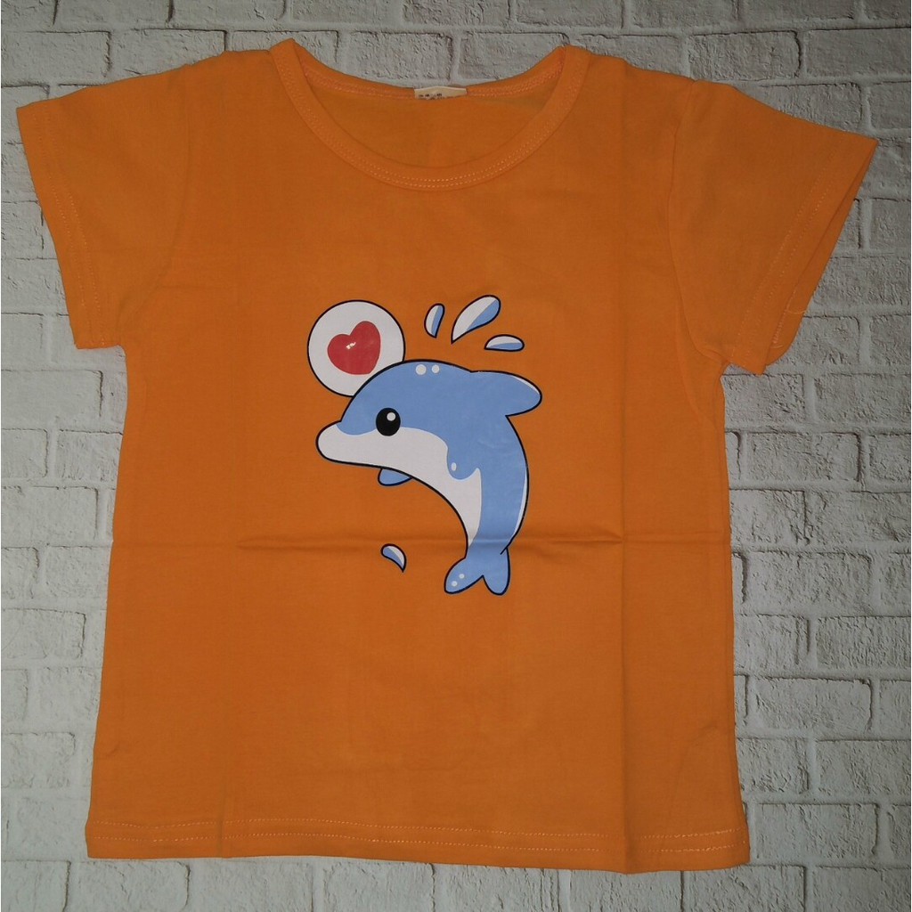 kaos anak laki laki unisex usia 1-5Thn murah 100% import bahan katun bergambar- DOLPHIN TSHU08