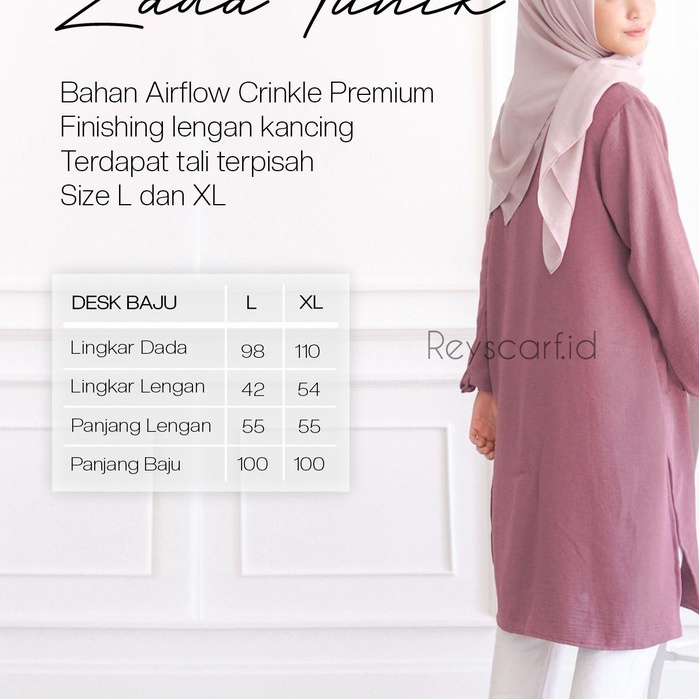 Tunik Zada By Reyscarf Tunik Dewasa Luxury Bahan Airflow Crinkle Premium Terbaik Nyaman Dipakai I Bisa COD