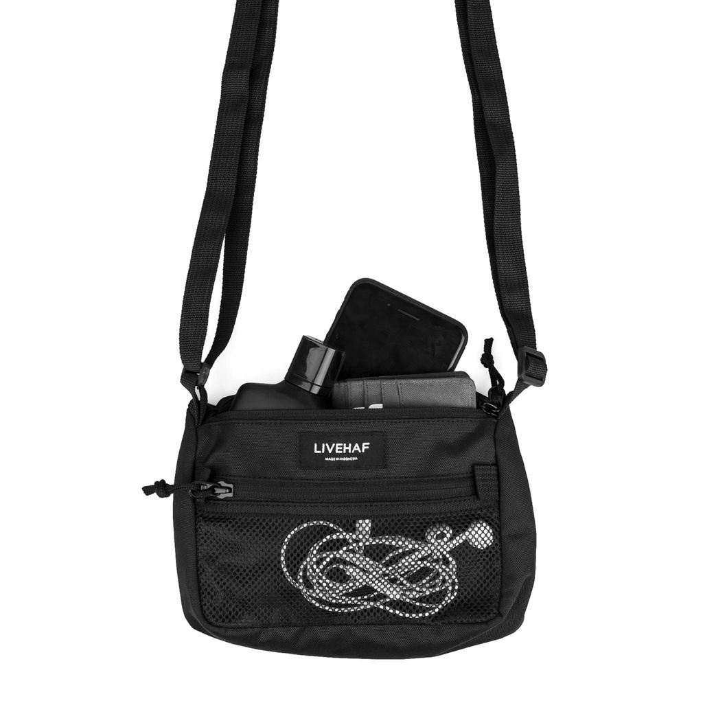 Livehaf - Net Front Sling Bag Black