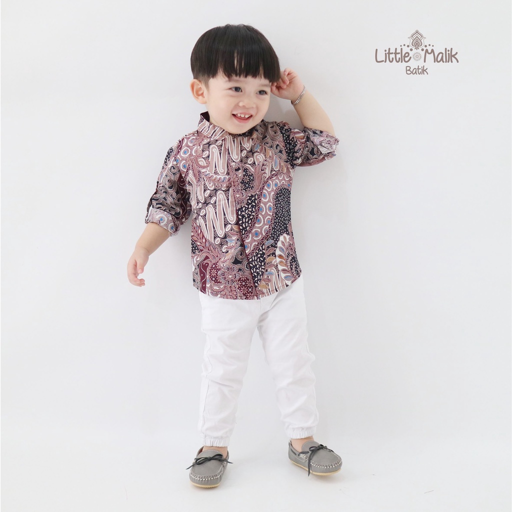 READY STOCK Kemeja Batik Anak / Ayah Lengan Panjang By Little Malik Batik, Warna Lilac