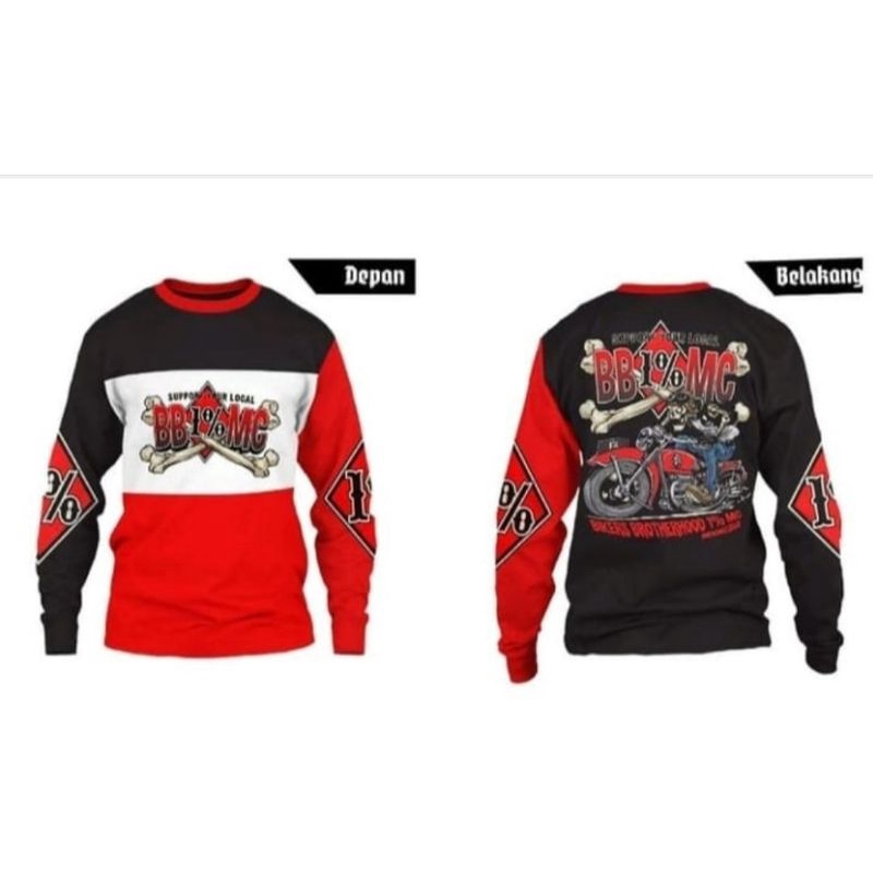 KAOS BROTHERHOOD 1% MC INDONESIA PANJANG HITAM 100% ORIGINAL FREE STICKER