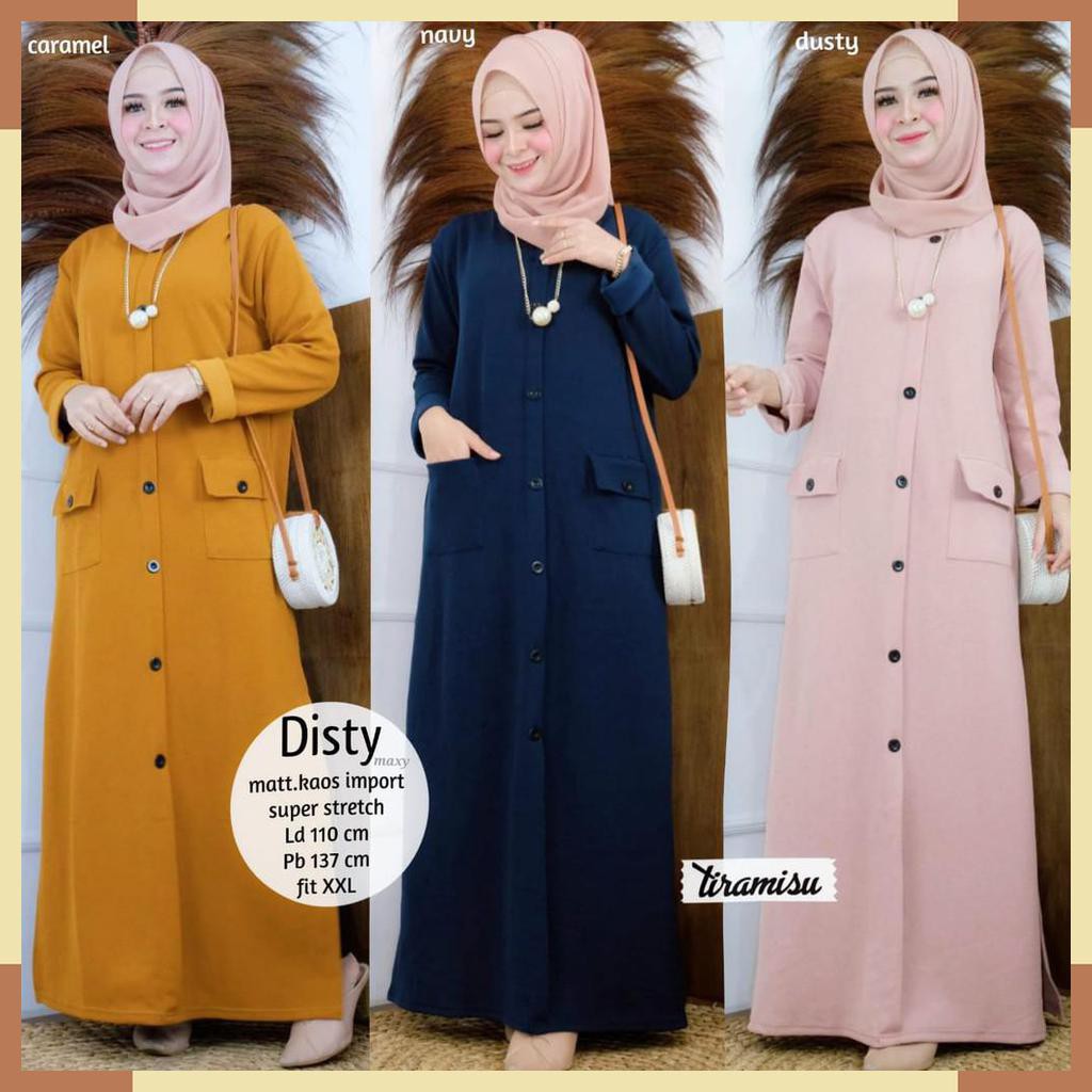 LONG DRESS. DISTY GAMIS FASHION MUSLIM WANITA. BY TIRAMISU