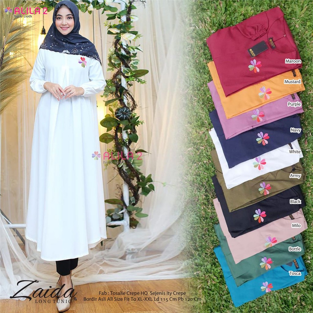 ZAIDA ORI ALILA long tunik ld 115 jumbo bigsize lengan panjang atasan wanita muslim fashion kekinian