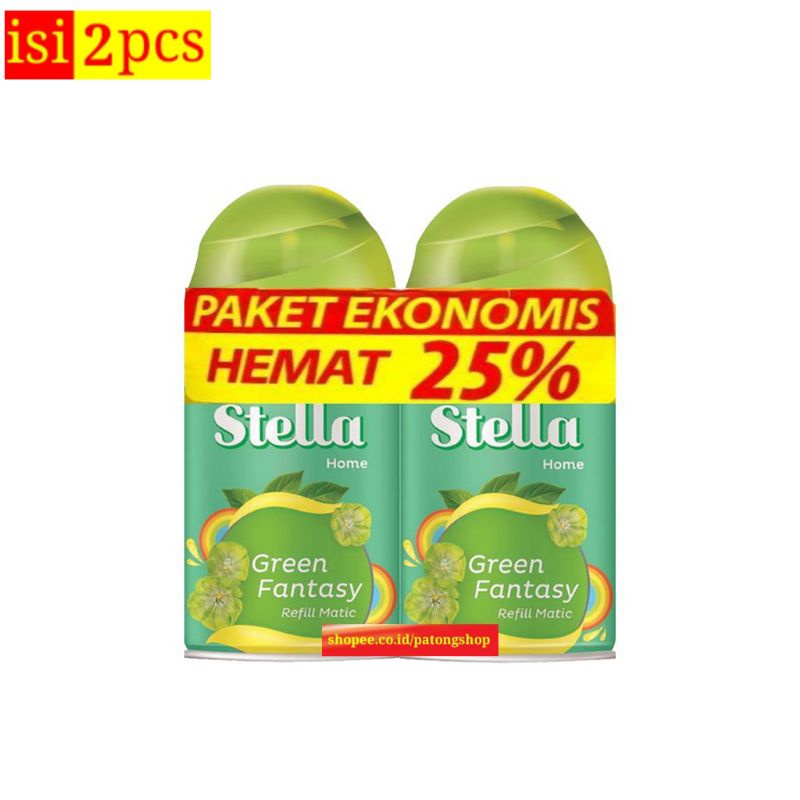 STELLA MATIC REFILL GREEN FANTASY 225ML Multipack isi 2 pcs / Pengharum Ruangan