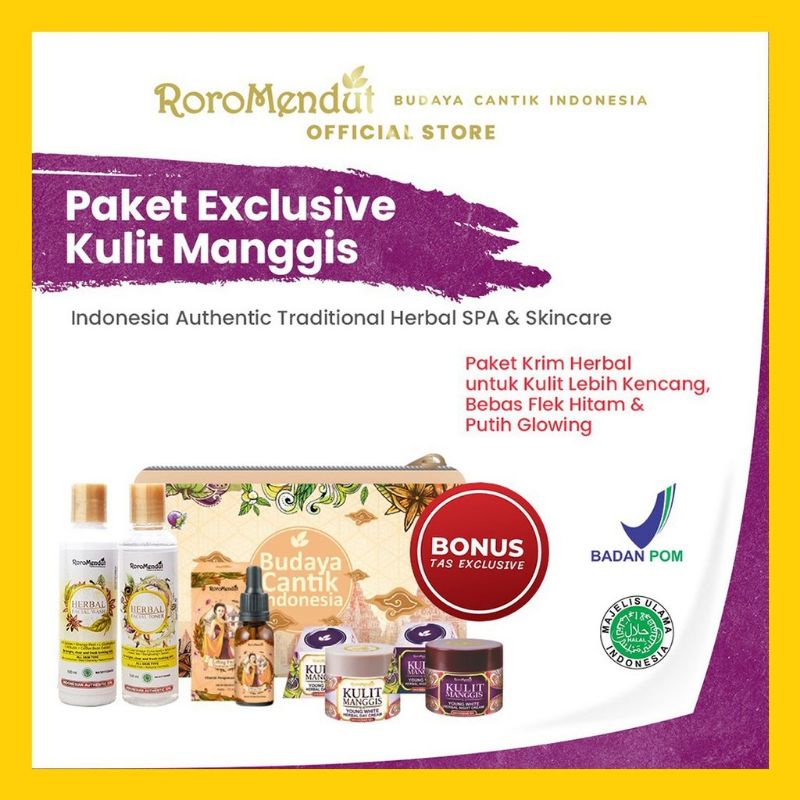 Roro Mendut Paket Eksklusif Anti Aging Kulit Manggis Skincare Herbal Pencerah Wajah