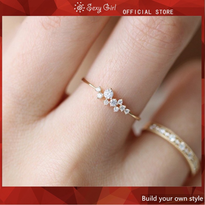 18k Gold-plated Diamond Zircon Ring Korean Fashion Jewelry Sexy Girl Jewelry