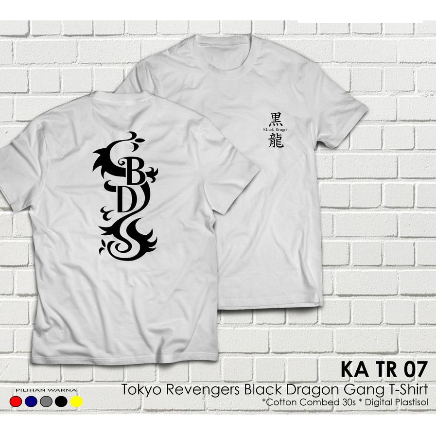 Kaos Black Dragon Tokyo Revenger Anime Tshirt Putih KA TR 07