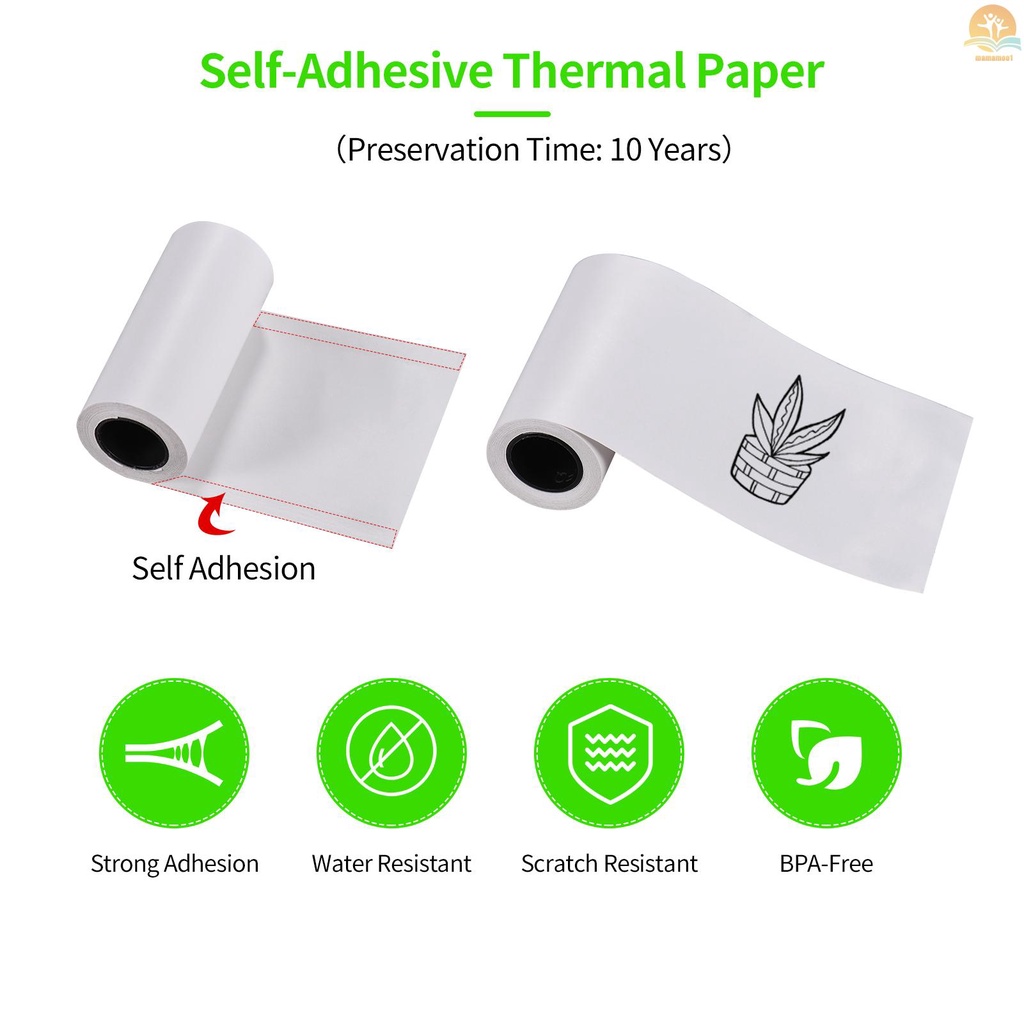 3 Rolls Self-Adhesive Thermal Paper Roll White Sticky Paper BPA-Free 57x30mm without Backing Paper for PeriPage PAPERANG Poooli Phomemo Pocket Thermal Printer