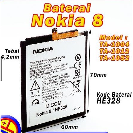 Battery Batre Baterai Mcom Nokia 8 HE328 TA-1004 TA-1012 TA-1052