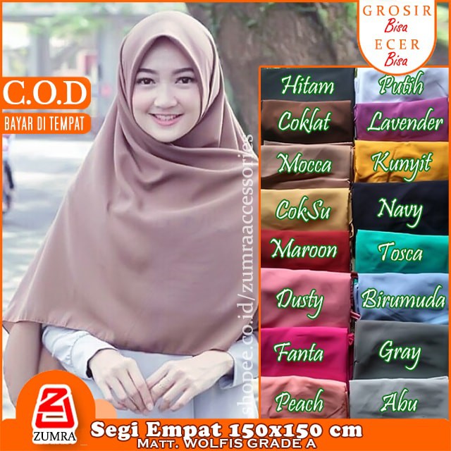 PROMO!!! Jilbab Syari Jumbo Segiempat Woolpeach Square Wolfis 150 x 150 cm by zumra