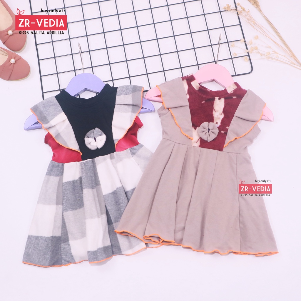 Dress Marion uk 6-18 Bulan / Dres Kensi Lengan Pendek Anak Bayi Perempuan Gaun Pesta Murah Import