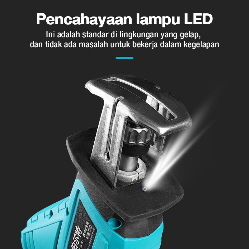 Reaim Mesin Reciprocating Saw Cordless Gergaji Kayu Besi Baterai Koper Alat  Pemotong Gergaji Kayu