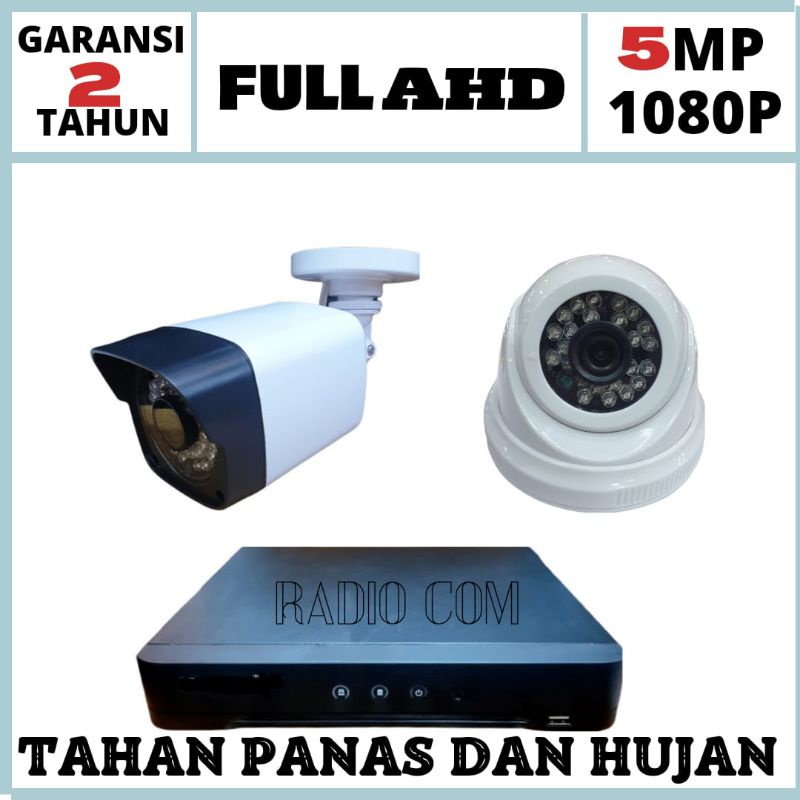 PAKET CCTV 4 CHANNEL 2 KAMERA LENSA 5MP 1080P IR SONY LENGKAP TINGGAL PASANG