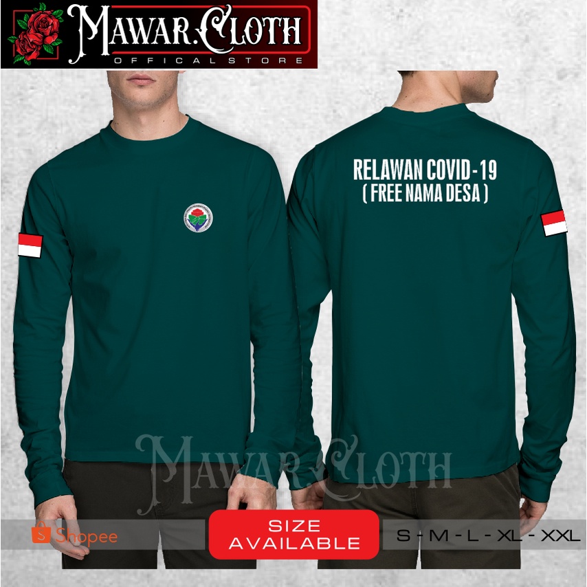 Kaos / Baju Tangan Panjang Kemendes Relawan Covid-19 Free Nama Desa Terbaru Terlaris - Mawar.Cloth