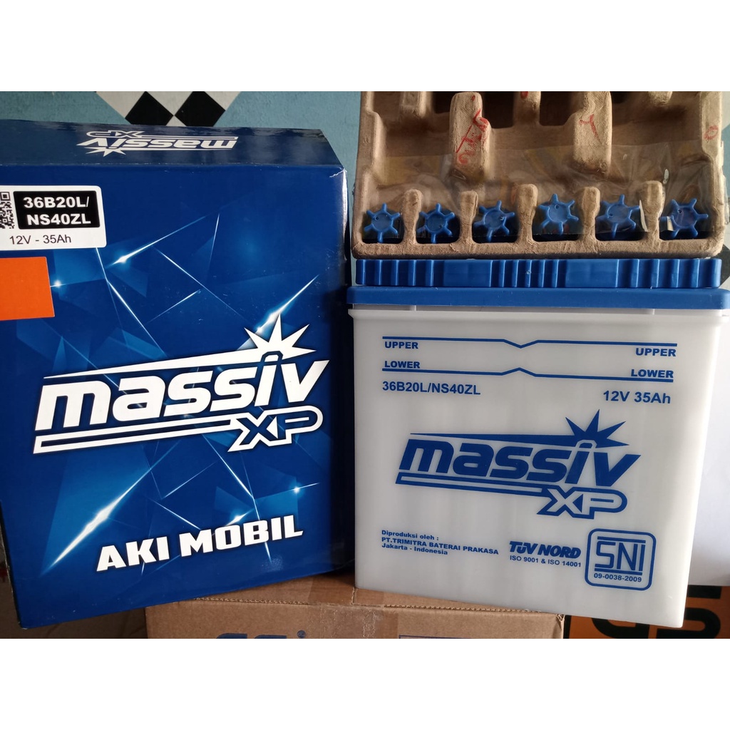 Aki mobil massiv xp NS40ZL (36B20L) untuk Toyota Agya, Calya, Corolla Altis, Hilux, Daihatsu Ayla, Sigra, Sirion, Honda City, Jazz, Brio, Mobilio, dll AKI BASAH
