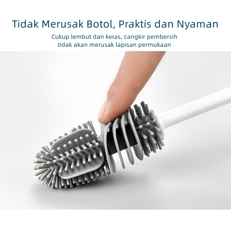 Sikat Pembersih Botol Bayi Sikat Botol Gagang Panjang Silikon Bottle Silicone Brush Baby Sikat Silicone XH02