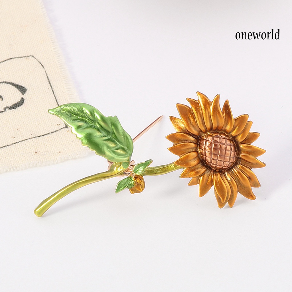 OW@ Summer Style Sunflower Shape Jewelry Gift Creative Brooch Pin for Party