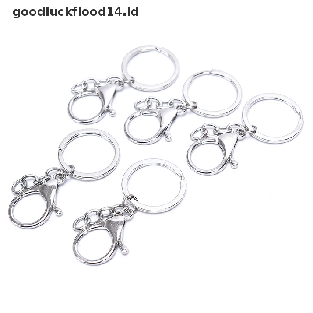 [OOID] 10Pcs Big Lobster Clasp Hooks Keychain Split Ring Short Chain Key Ring DIY  ID