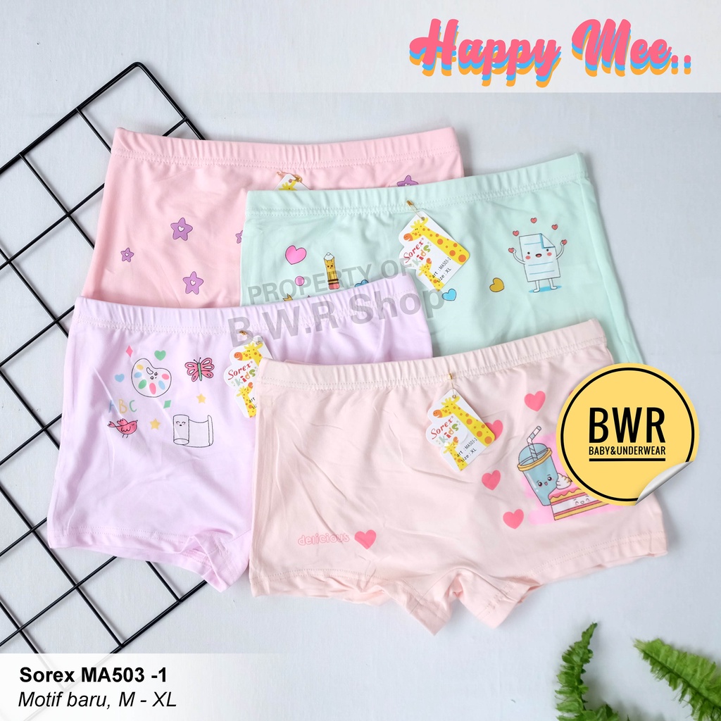 [ 6pc ] CD Boxer Sorex Kids MA 503 -1 / Celana Dalam Anak Perempuan Boxer  Ma503 | Bwr