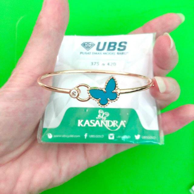 Gelang bangle kupu biru kadar 375