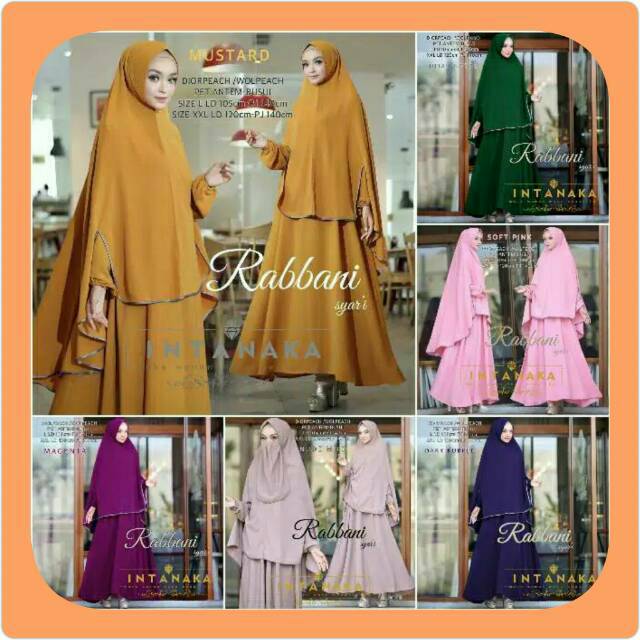 TERMURAH Gamis Rabbani Syari ORI INTANAKA Wollpeach Khimar Pet Antem Longdress Maxi Busui FREE CADAR