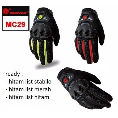 Gloves Sarung Tangan Motor SCOYCO MC 29 MC29 FULL Glove MC29 ORIGINAL