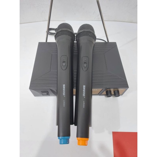 mic wireless shure ur8D double mic handle shure UR 8D wireless microphone mic murah wireless