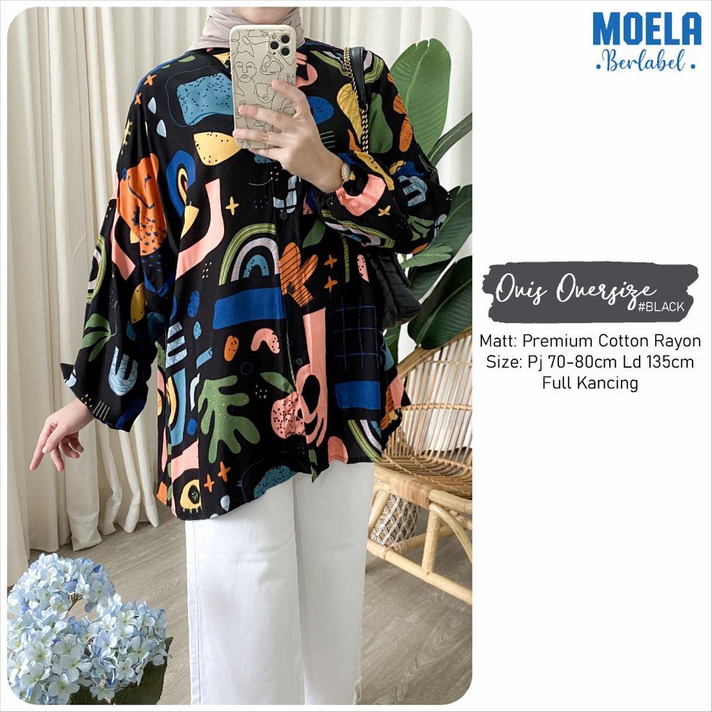 realpict OVIS by MOELA oversize ld 125 rayon premium atasan blouse wanita big size jumbo fashion man