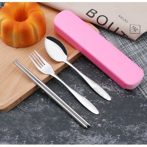 Cutlery Set Alat Makan sendok sumpit garpu Stainless travel