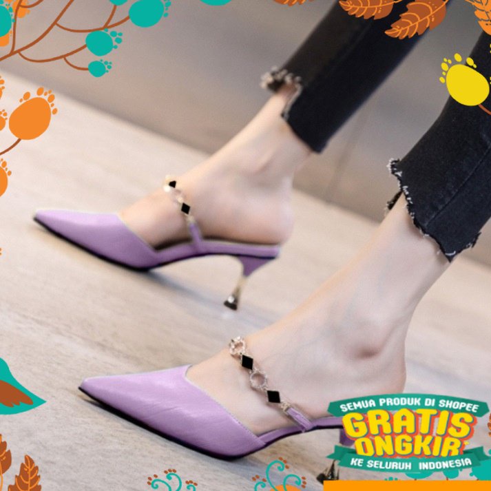 Sepatu Murah Berkualitas biru navy dongker abu grey / QZ - High Heels Korean Style HM 10