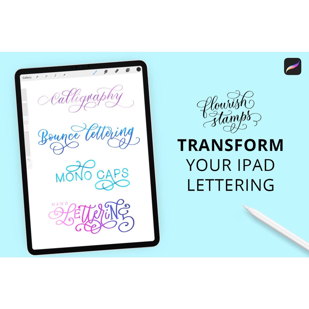 Procreate Brush - Flourish Stamps Calligraphy for Procreate