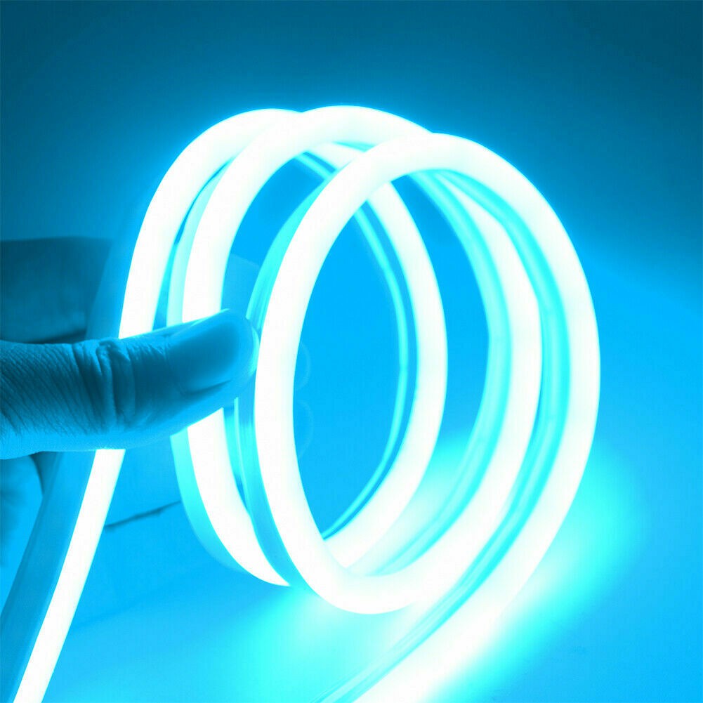 Lampu LED Neon Flex Flexible Sign Strip Waterproof IP65 Lights Silicone Tube Ice Blue Biru Langit