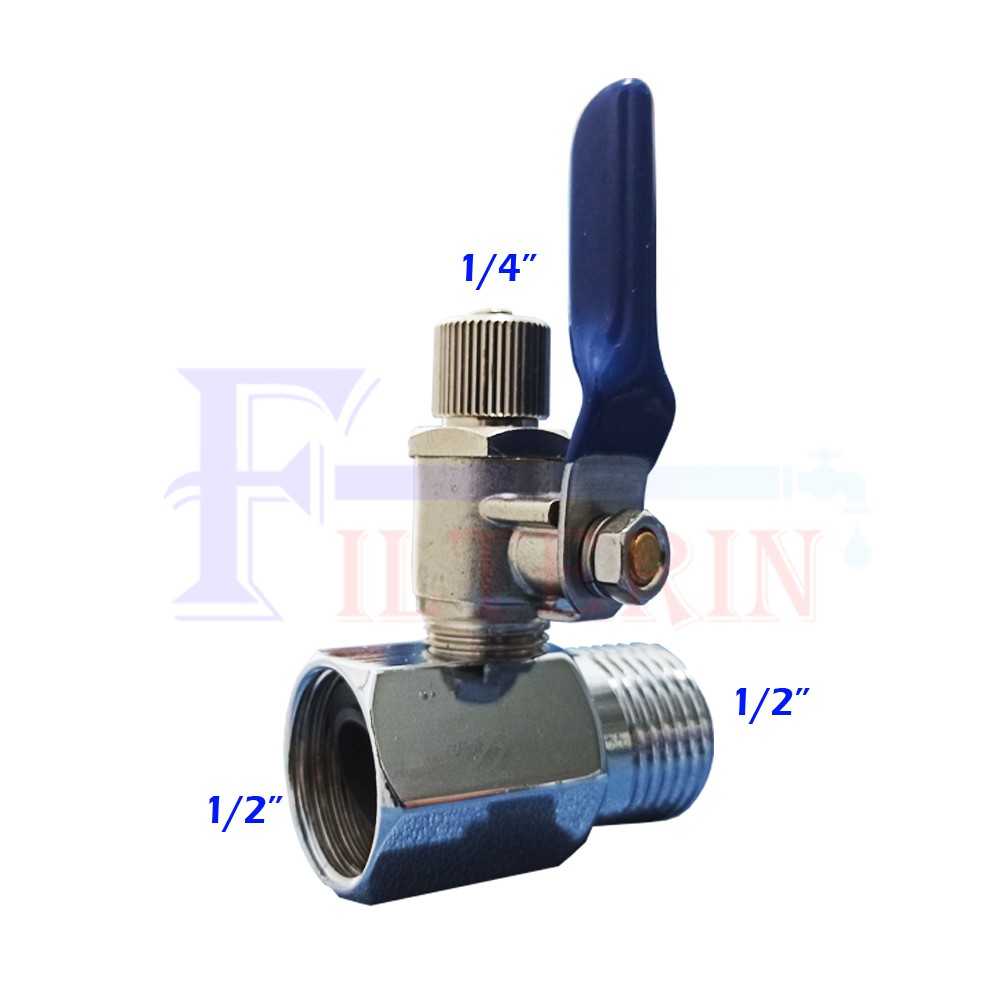 Ball Valve Stainless 1/4" Selang - 1/2" Drat Dalam - 1/2" Drat Luar