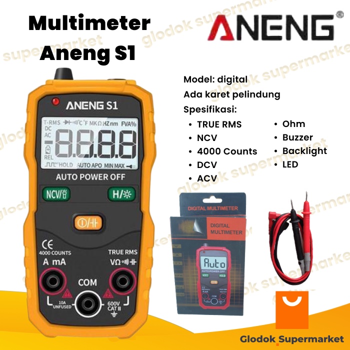 Multitester Aneng S1 Multimeter Digital True RMS 4000 Counts Tester