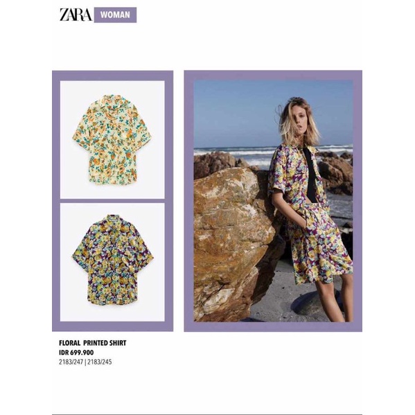 Floral Printed Shirt Zara Original