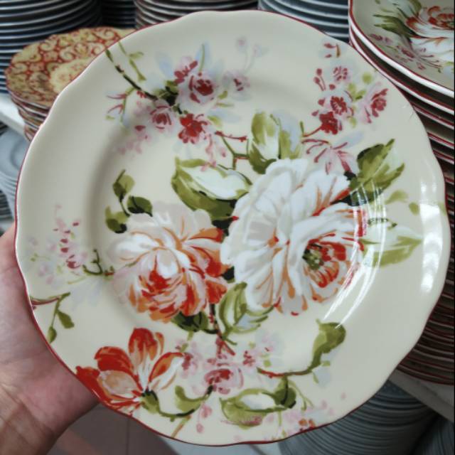 Piring sango keramik motif bunga #002