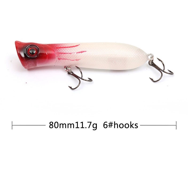 10Pcs Popper Fishing Lure 8cm/11.7g Swimbait Umpan Pancing Swimbait Ikan Bass Bait Minnow Floating