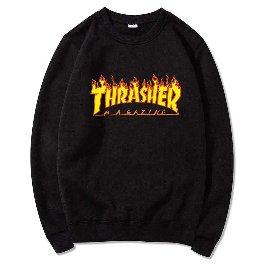 Sweater Crewneck Thrasher Magazine Size M-XXL Unisex Pakaian Pria&Wanite [COD] [TERMURAH] Oblong YCL SWEATSHIRT HOODIE-Hitam