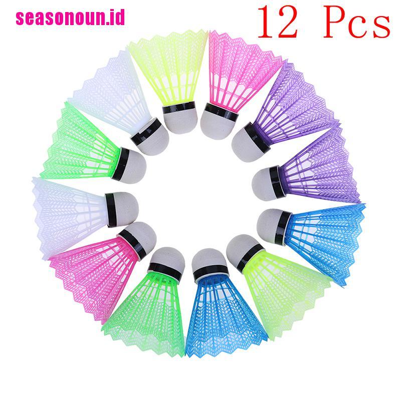 12pcs Kok Badminton Bahan Plastik Warna-Warni Untuk Latihan